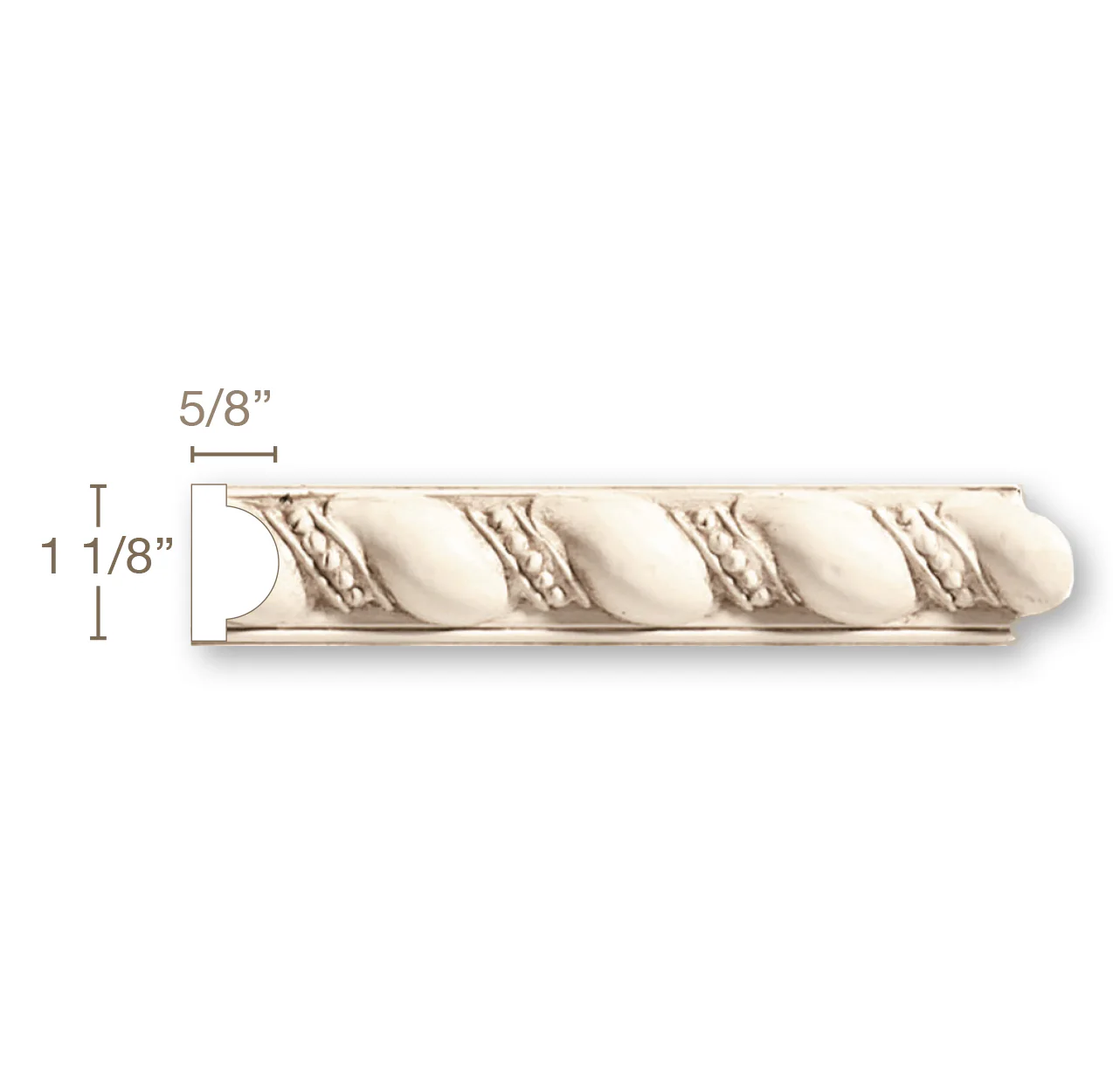 5/8 X 1-1/8 Medium Rope of Antiquity Mon Reale, Poplar