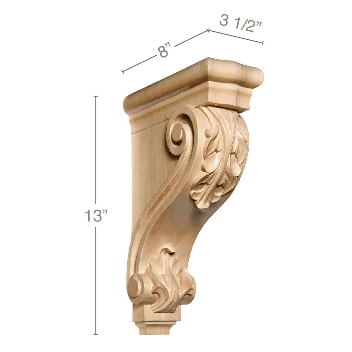 Acanthus Bracket Corbel, 3 1/2"w x 13"h x 8"d
