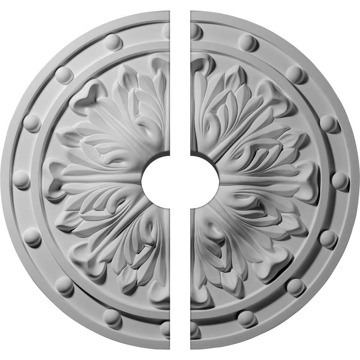 Acanthus Leaf Ceiling Medallion, Two Piece (Fits Canopies up to 3 1/2")20 1/2"OD x 3 1/2"ID x 1 1/2"P