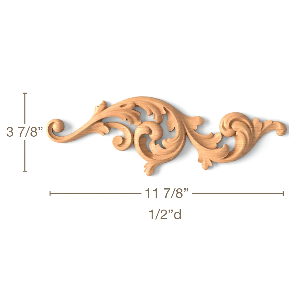 Acanthus Scrolls, Left & Right Pair, 11 7/8"w x 3 7/8"h x 1/2"d - Image 3