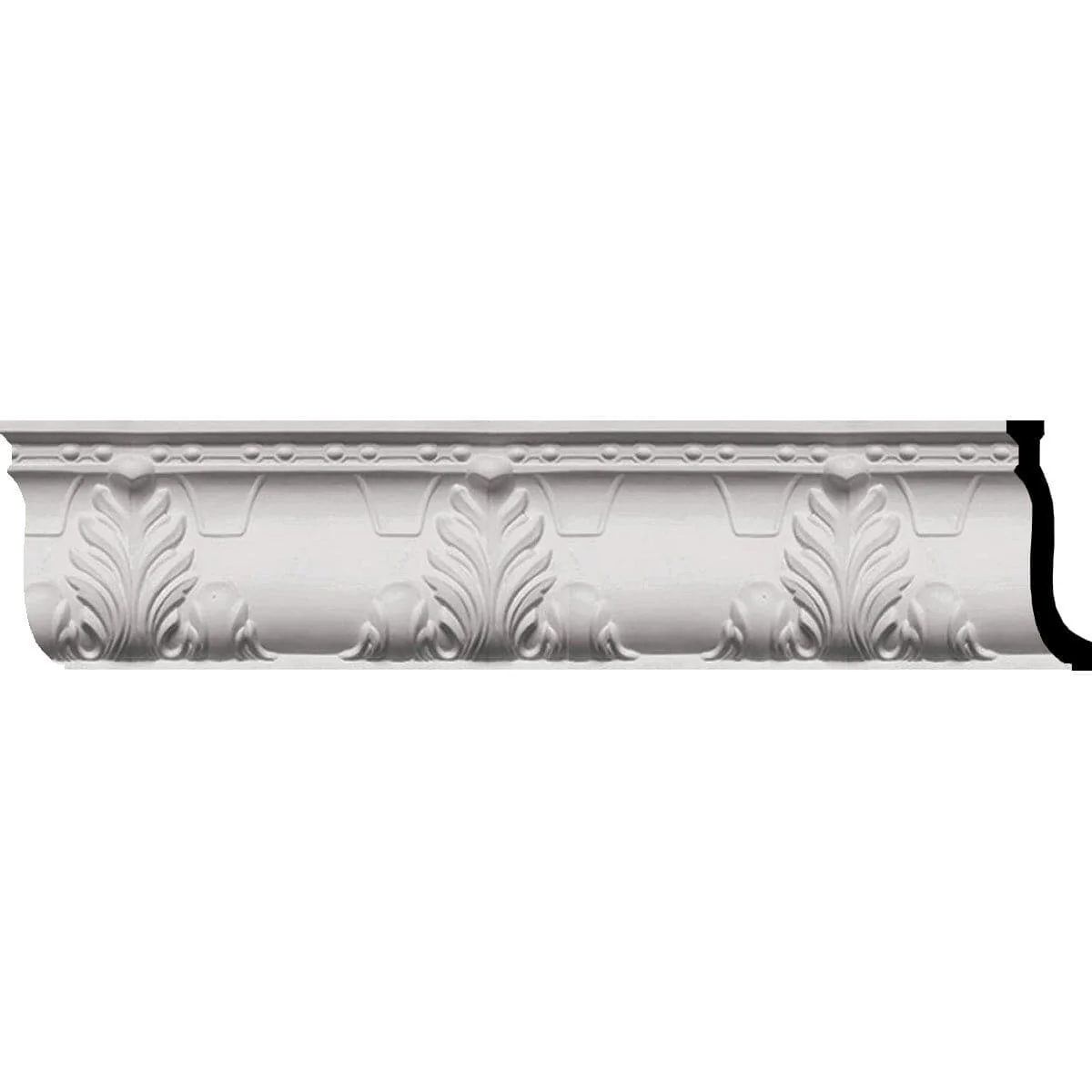 Alexandria Acanthus Leaf and Ribbons Crown Moulding, 9 1/4"H x 3 3/4"P x 9 7/8"F x 94 1/2"L