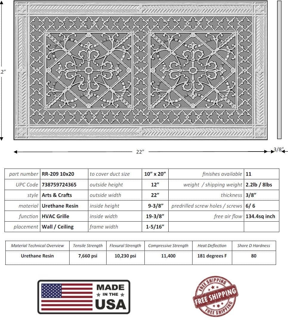 Arts and Crafts Grille for Duct Size of 10"- Please allow 1-2 weeks. - Image 5