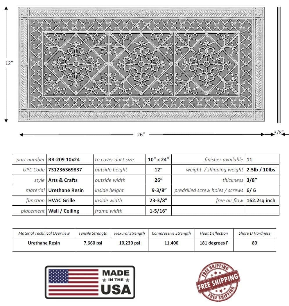 Arts and Crafts Grille for Duct Size of 10"- Please allow 1-2 weeks. - Image 6