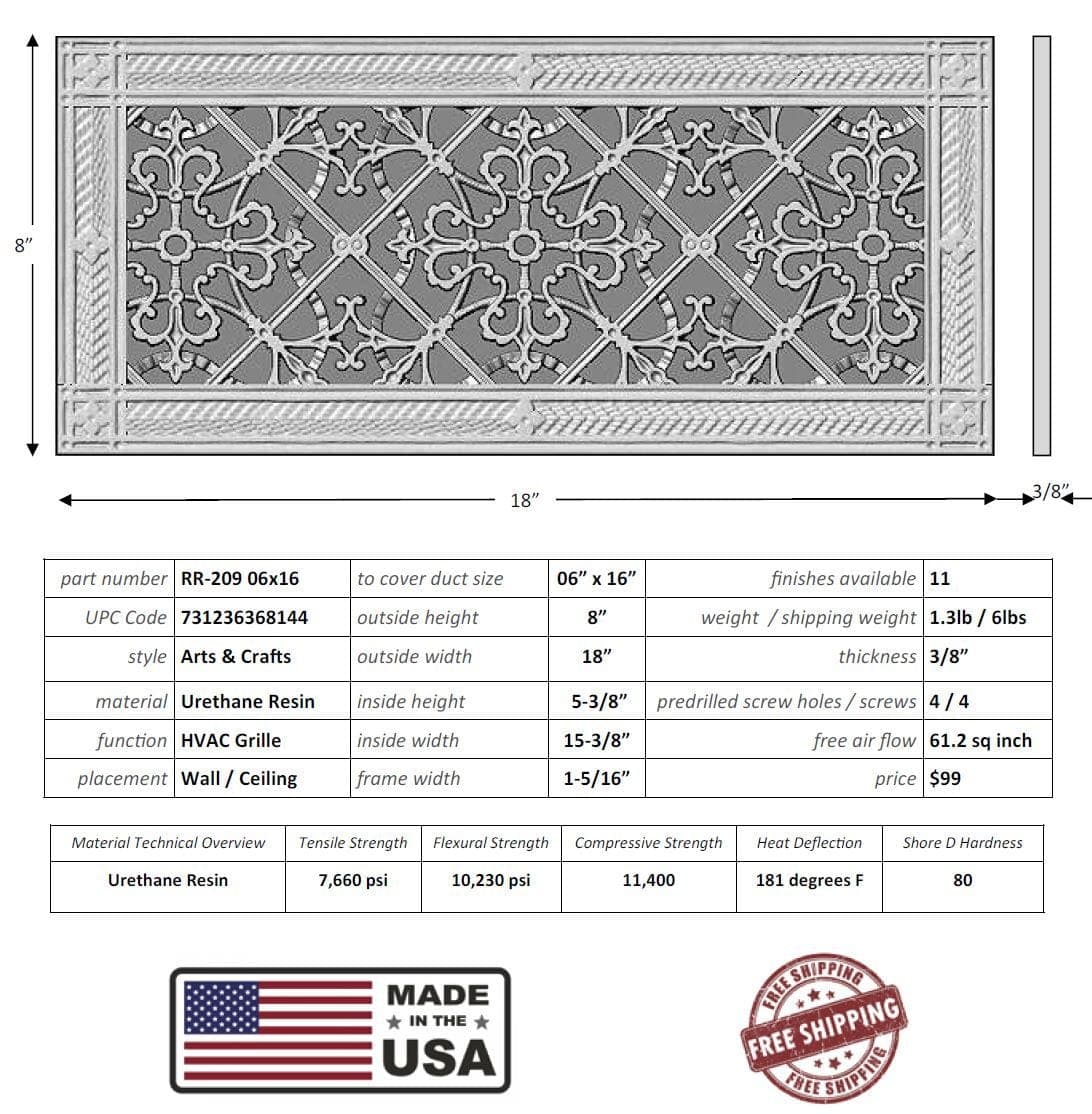 Arts and Crafts Grille for Duct Size of 6"- Please allow 1-2 weeks. - Image 6