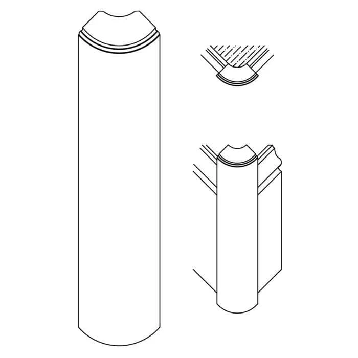Base Corner, 2 1/16"w x 8 1/2â€h x 15/16"d (fits 3/4" bullnose)