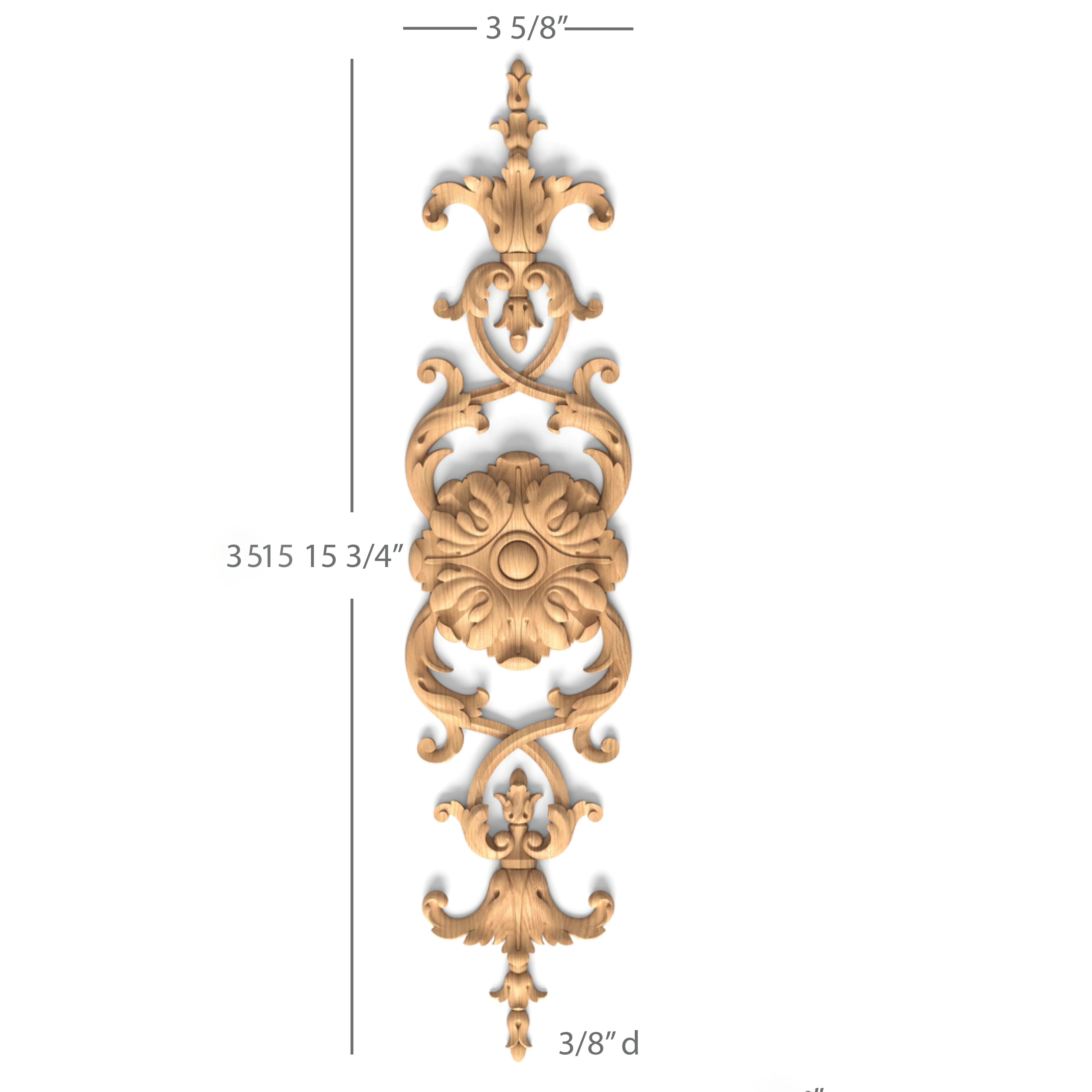 Bellflower & Acanthus, 3 5/8"w x 15 3/4"h x 3/8"d