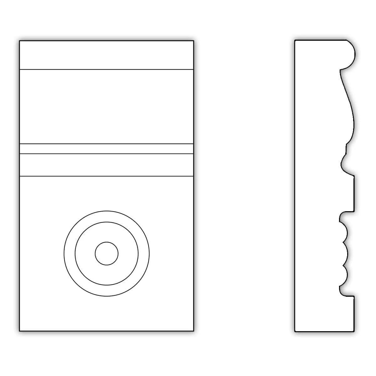 Bullseye Plynth Block , 3"w x 5"h x 1"d