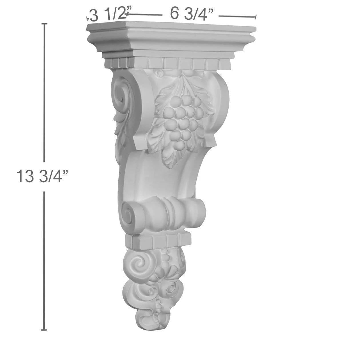 Bunch Corbel, 6 3/4"W x 3 1/2"D x 13 3/4"H