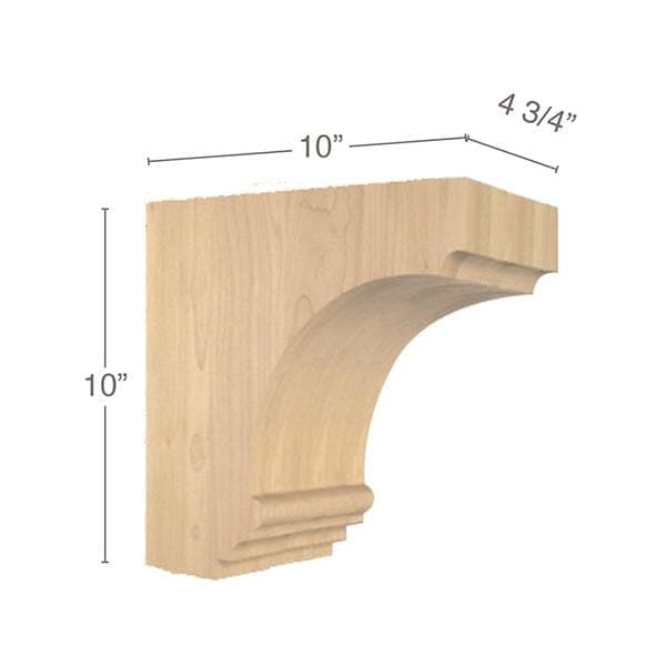 Cavetto Overhang Bracket, 4  3/4"w x 10"h x 10"d