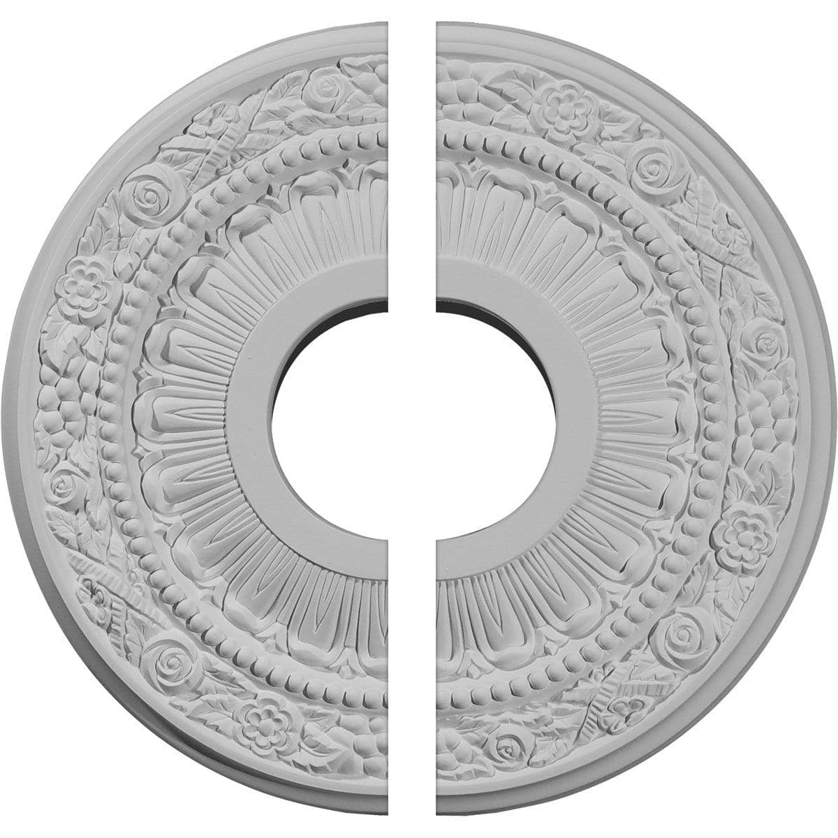 Ceiling Medallion, Two Piece (Fits Canopies up to 4 7/8")12 1/8"OD x 3 5/8"ID x 7/8"P