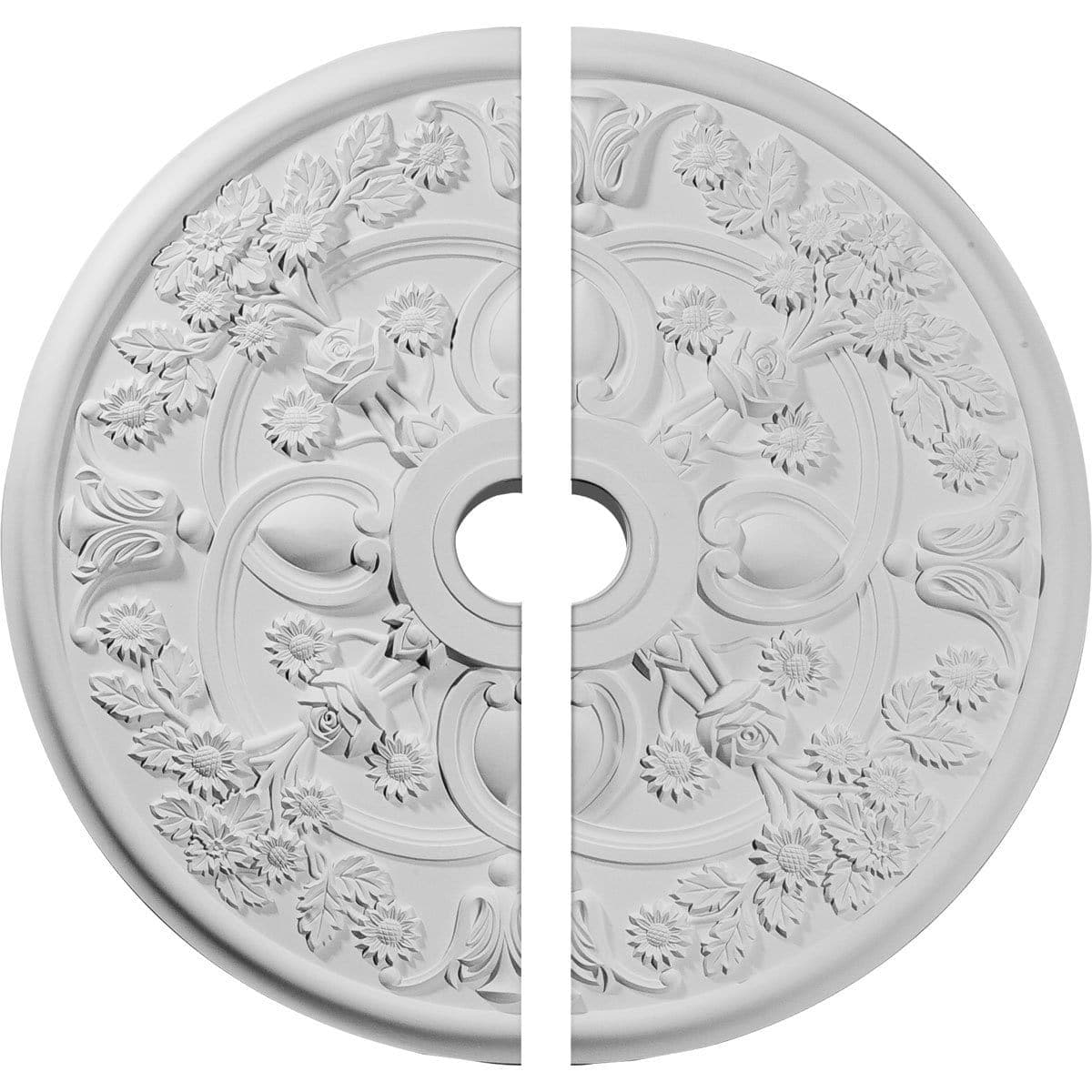 Ceiling Medallion, Two Piece (Fits Canopies up to 5 1/4")30 7/8"OD x 3 5/8"ID x 1 3/8"P