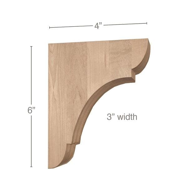 Classic Extra Small Bar Bracket Corbel, 3"w x 6"h x 4"d