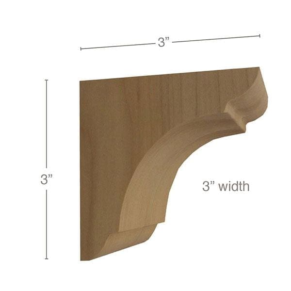 Classic Petite Bar Bracket Corbel, 3"w x 3"h x 3"d