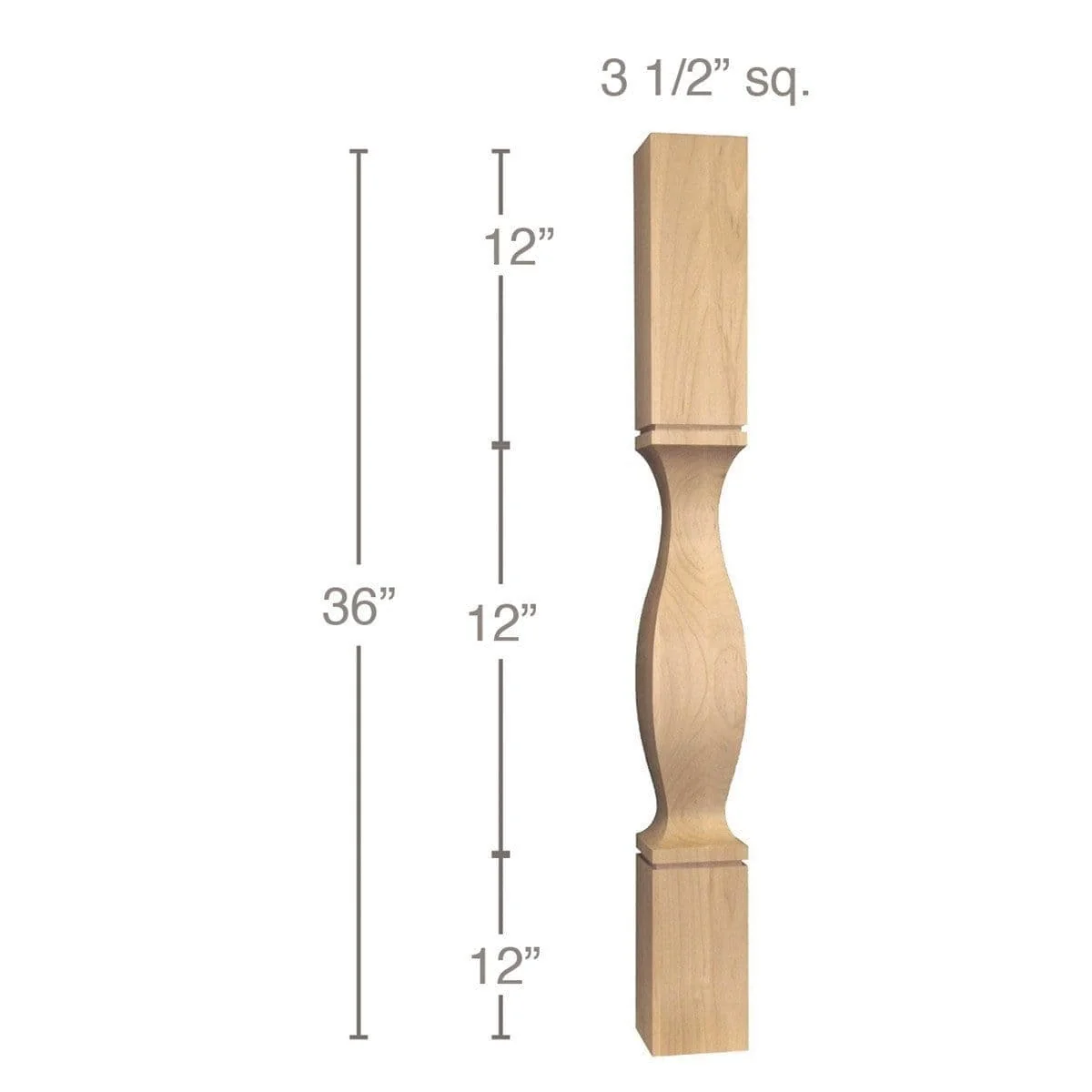 Classic Square Cam Island Column, 3 1/2"sq. x 36"h