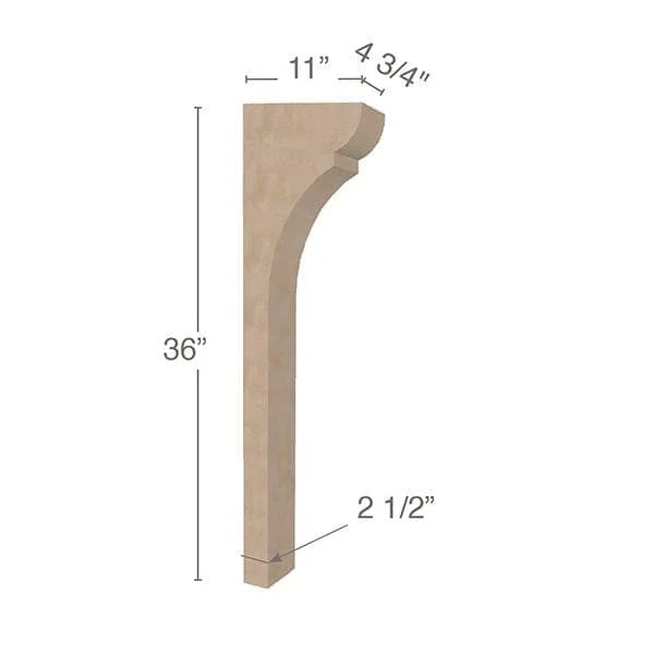 Classic Trim To Fit Corbel - Low Profile, 4 3/4"w x 36"h x 11"d