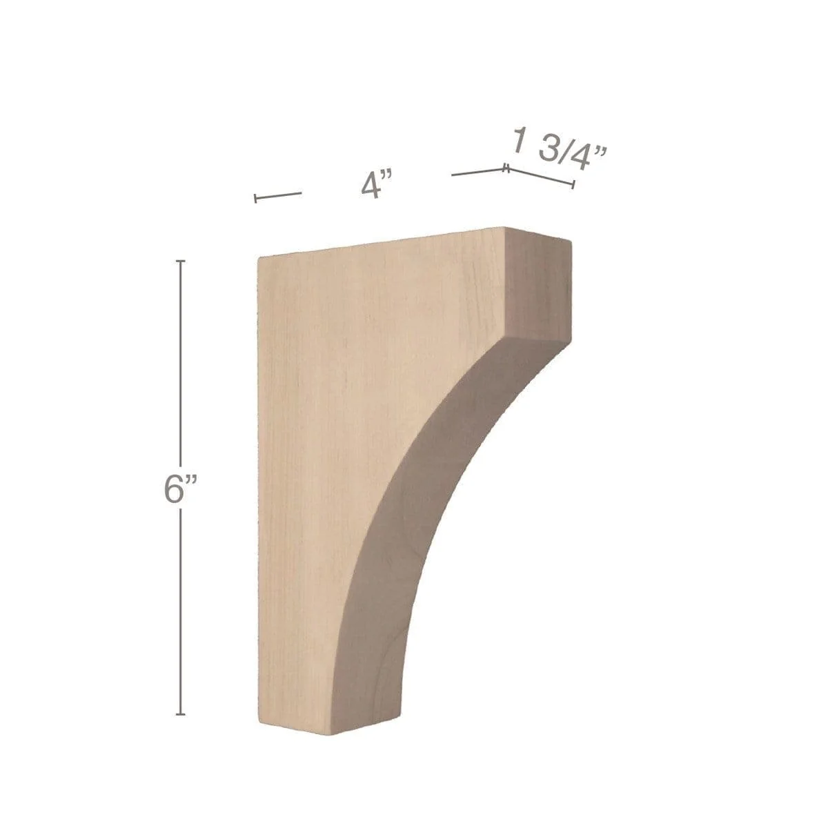 Contemporary Extra Small Bar Bracket Corbel, 1 3/4"w x 6"h x 4"d