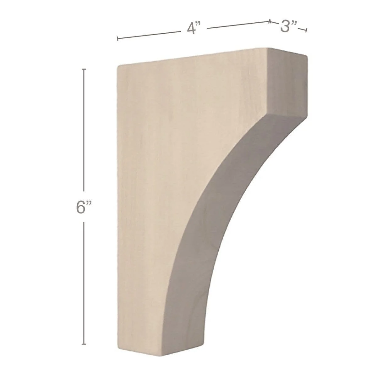Contemporary Extra Small Bar Bracket Corbel, 3"w x 6''h x 4"d