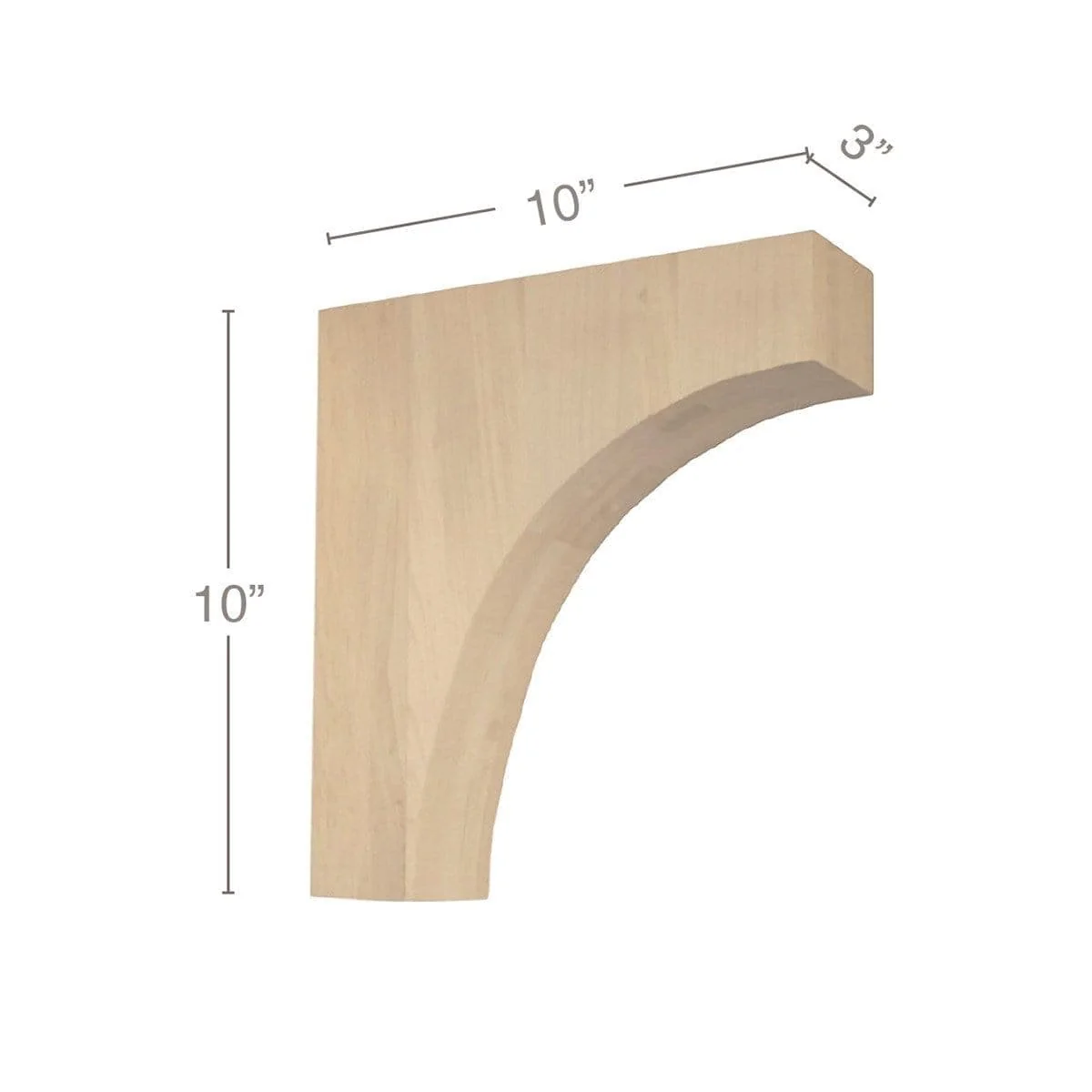 Contemporary Overhang Bar Bracket Corbel, 3"w x 10"h x 10"d