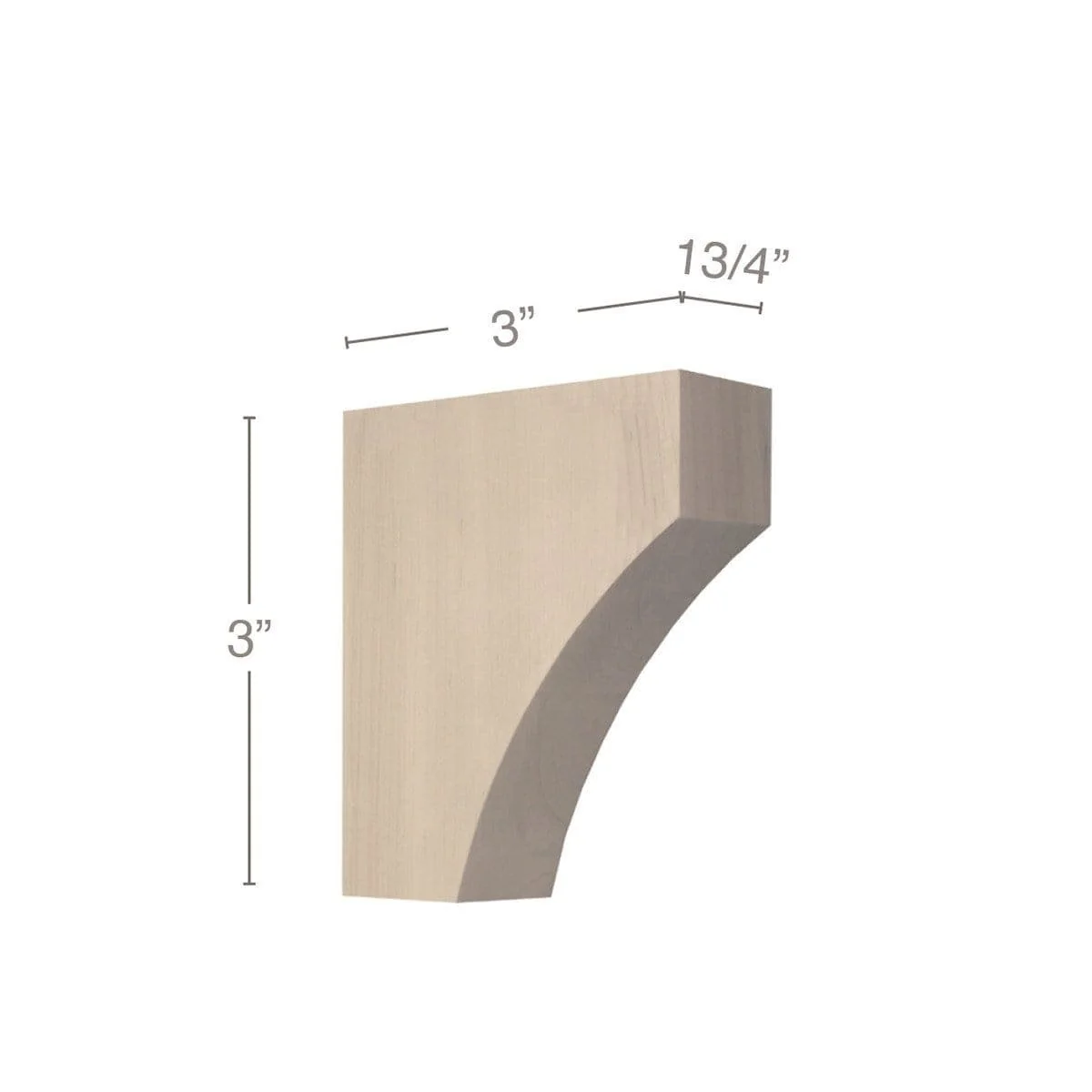 Contemporary Petite Bar Bracket Corbel, 1 3/4"w x 3"h x 3"d