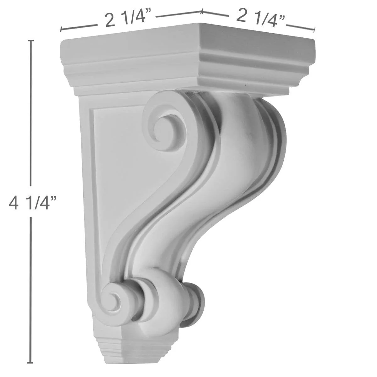 Corbel, 2 1/4"W x 2 1/4"D x 4 1/4"H