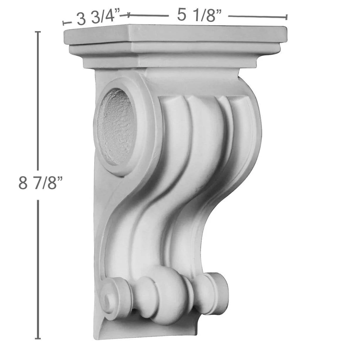 Corbel, 5 1/8"W x 3 3/4"D x 8 7/8"H