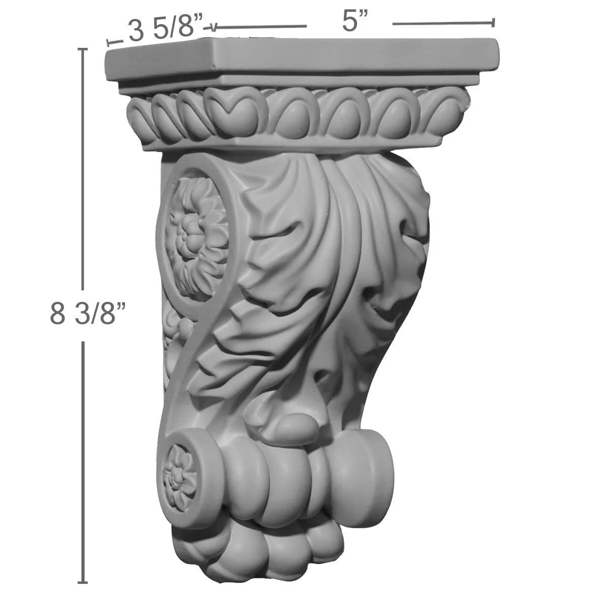 Corbel, 5"W x 3 5/8"D x 8 3/8"H
