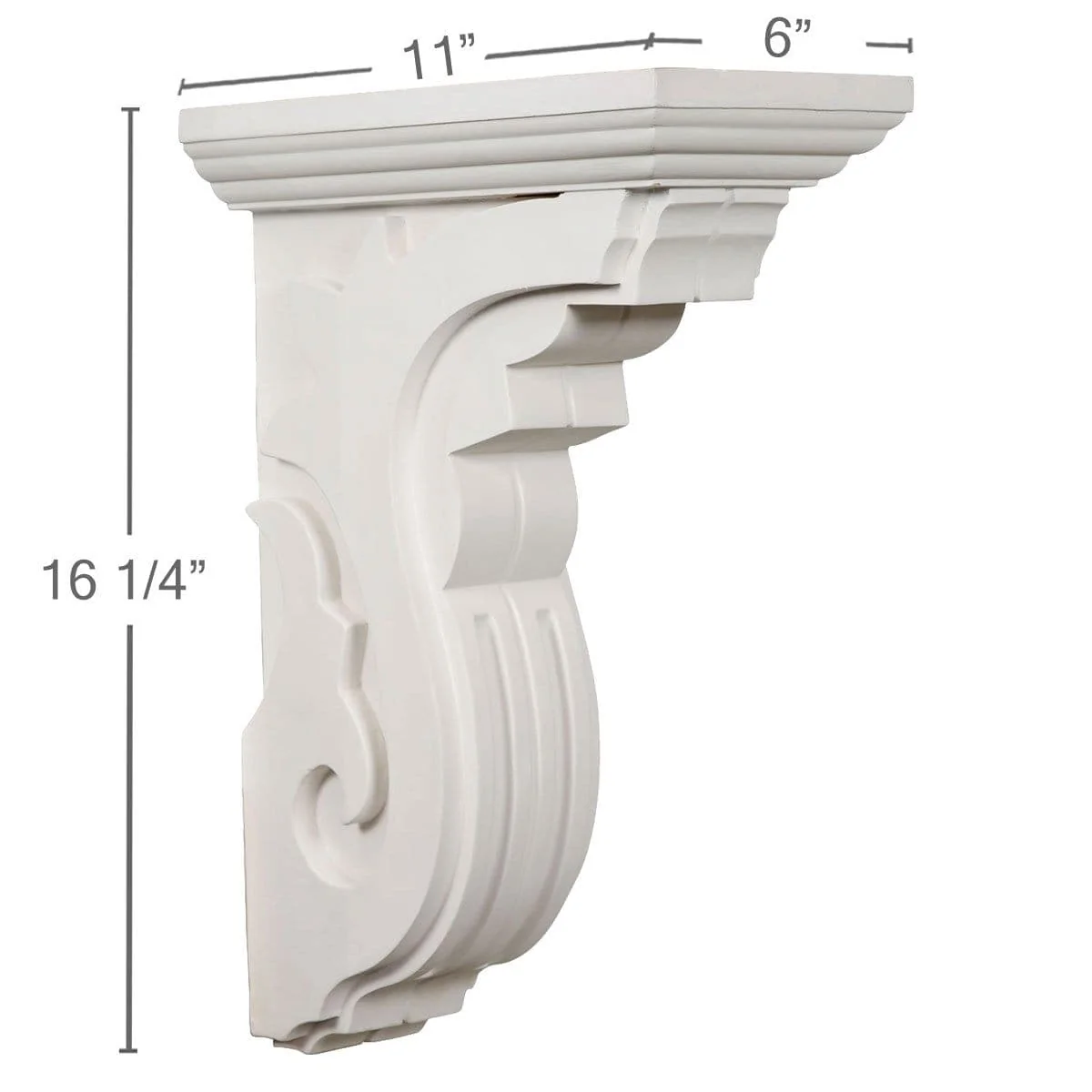 Corbel, 6"W x 11"D x 16 1/4"H