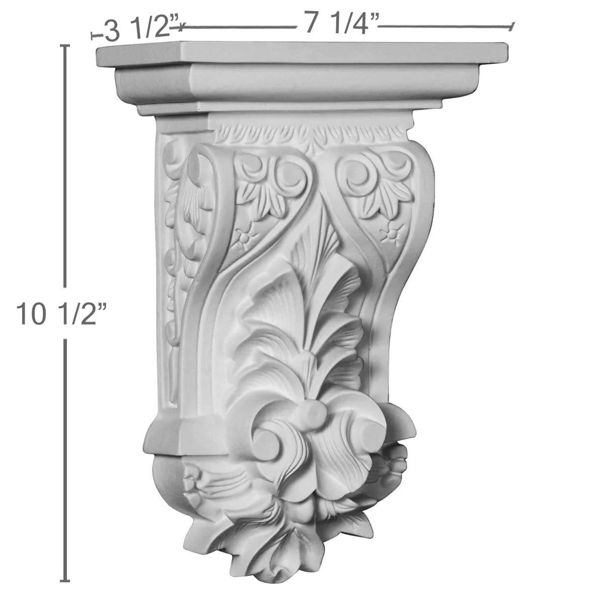 Corbel, 7 1/4"W x 3 1/2"D x 10 1/2"H