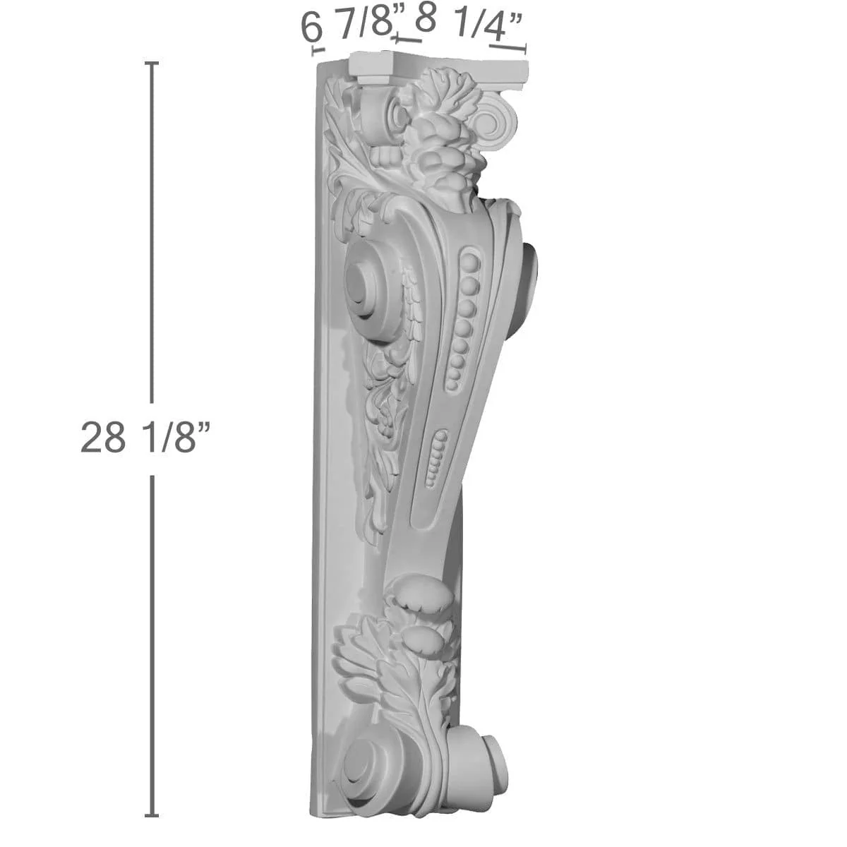 Corbel, 8 1/4"W x 6 7/8"D x 28 1/8"H