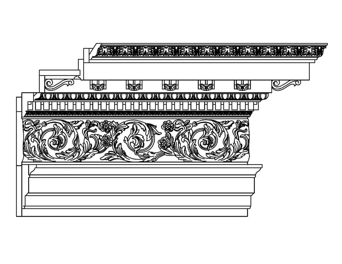 Corinthian LCD for 12' Ceiling, 24'' x 11 7/8'', Poplar