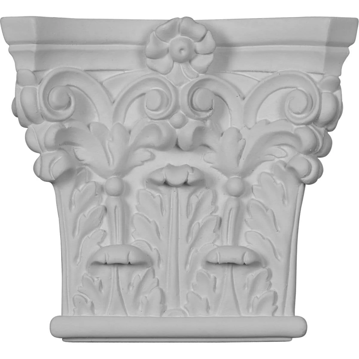 Corinthian Pilaster Capital (Fits Pilasters up to 4 3/8"W x 7/8"D), 7"W x 6 3/8"H x 1 3/4"D