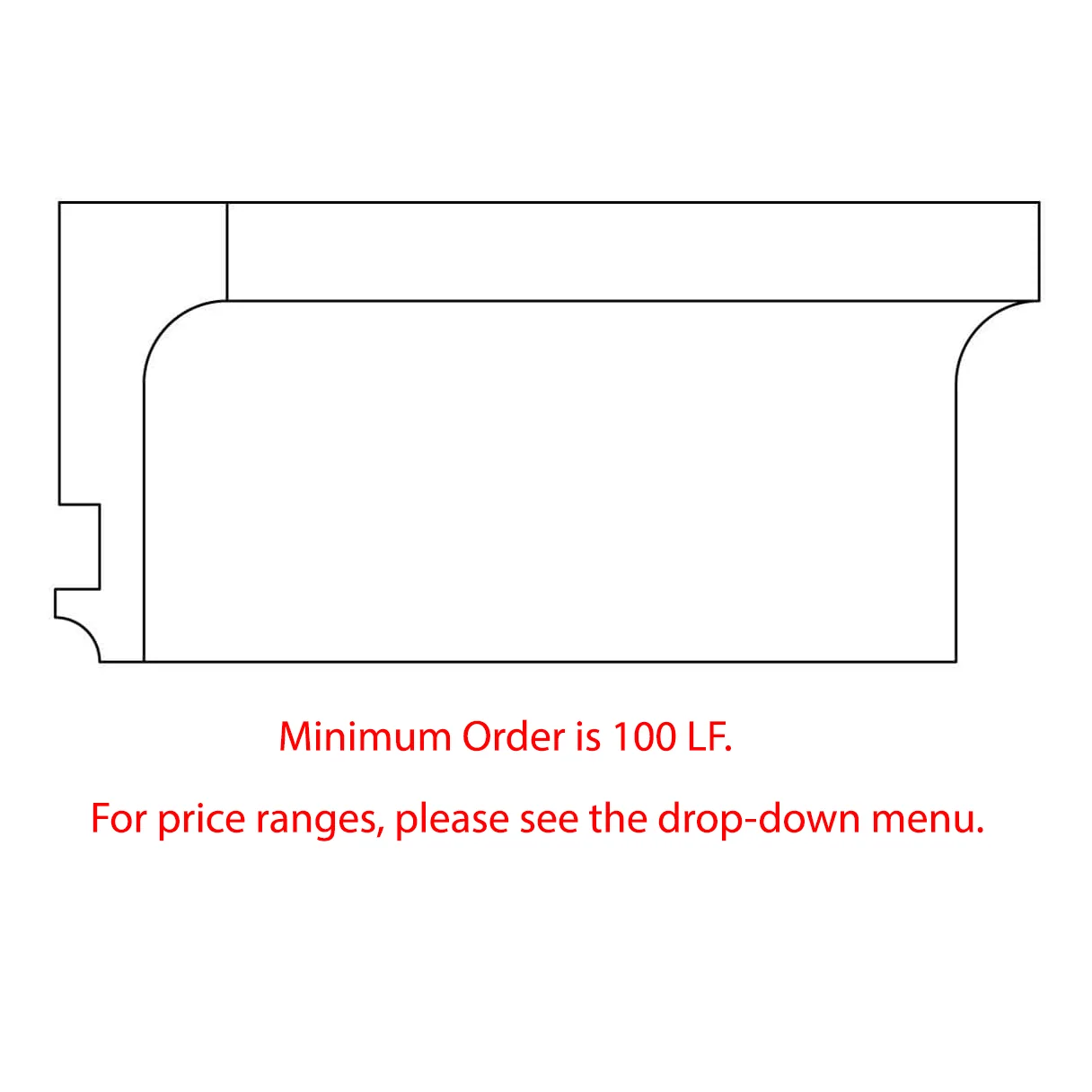 Custom Scotia Fascia, 1 1/2''w x 4''d, Minimum Order Quantity 200 LF