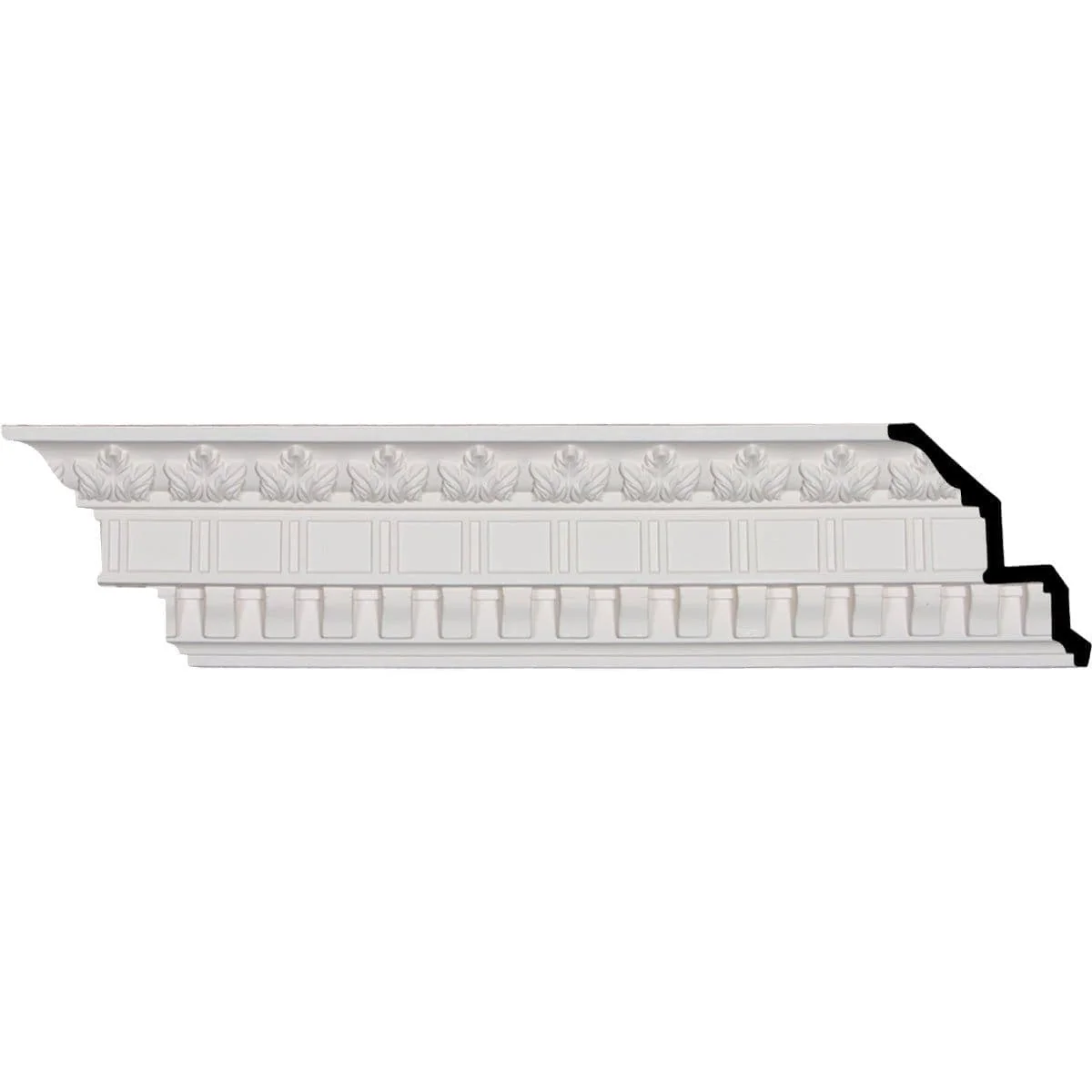 Dentil and Leaf Crown Moulding, 5"H x 3 7/8"P x 6 3/8"F x 94 1/2"L