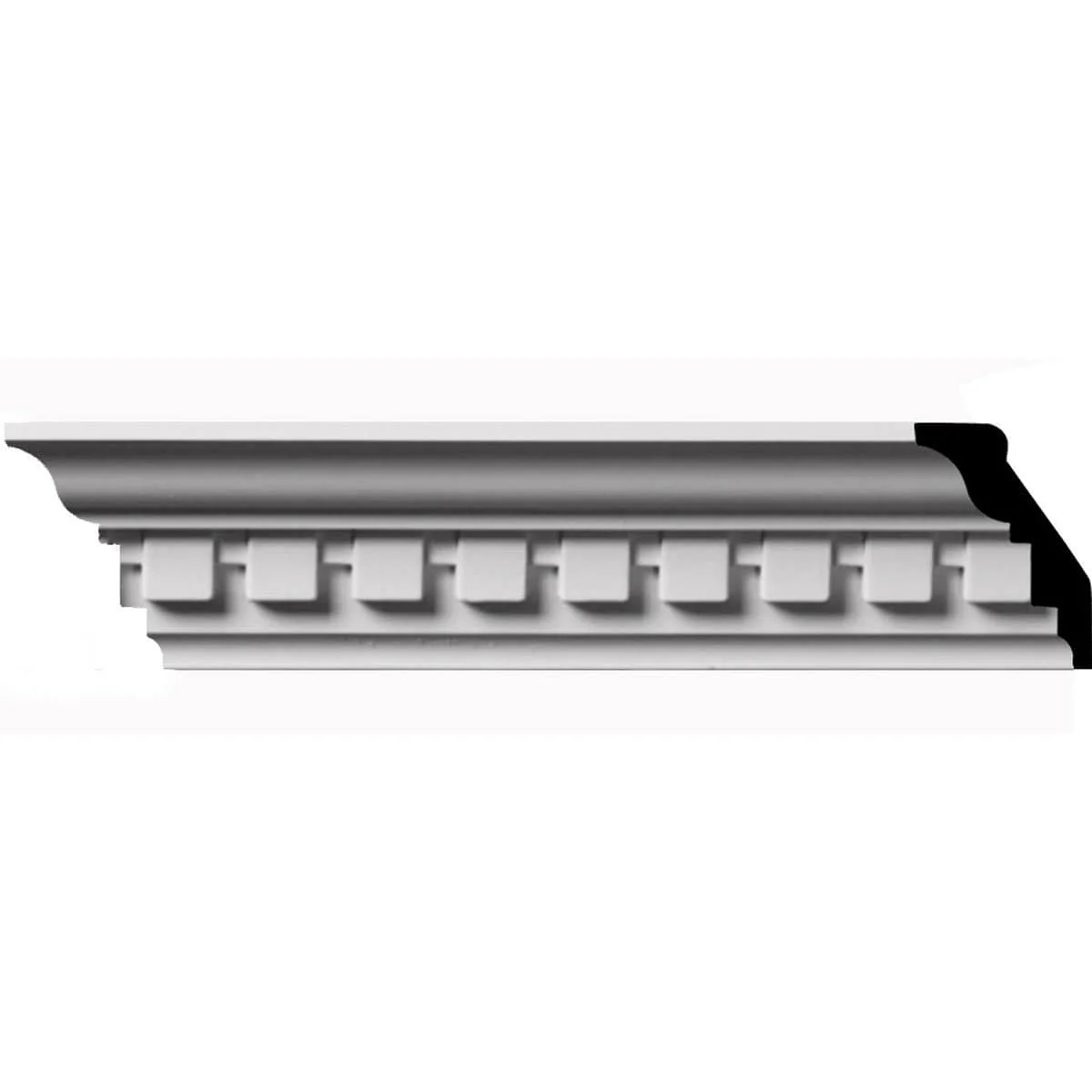 Dentil Crown Moulding, 2 3/4"H x 1 7/8"P x 3 1/4"F x 94 1/2"L, (1" Repeat)