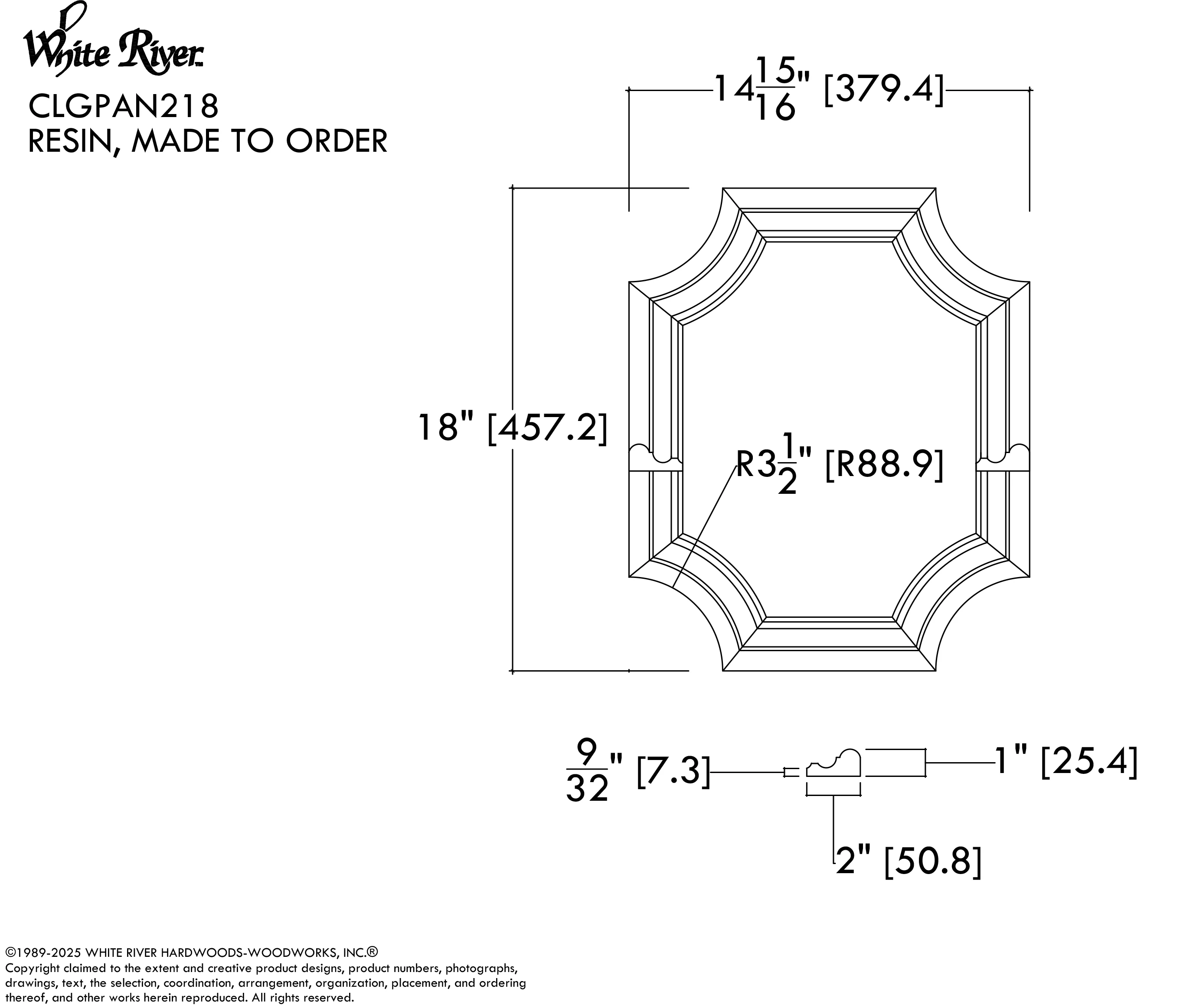 Coved Corner Tracery Panel, 18" x 15" x 1", 1 pair, Resin - Image 3