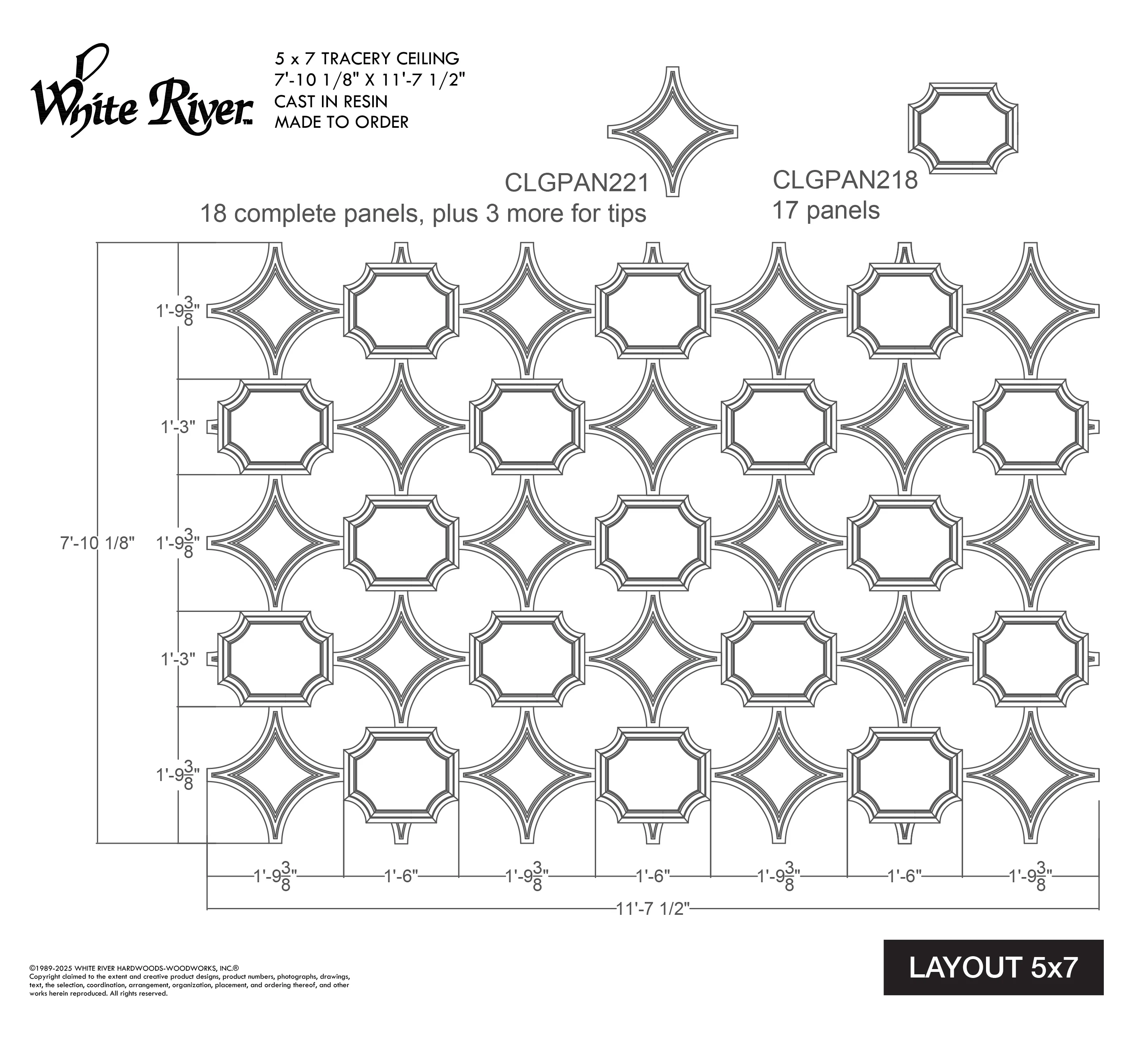 Diamond Tracery Panel, 21 3/8" X 21 3/8" x 13/16", 1 pair, Resin - Image 15