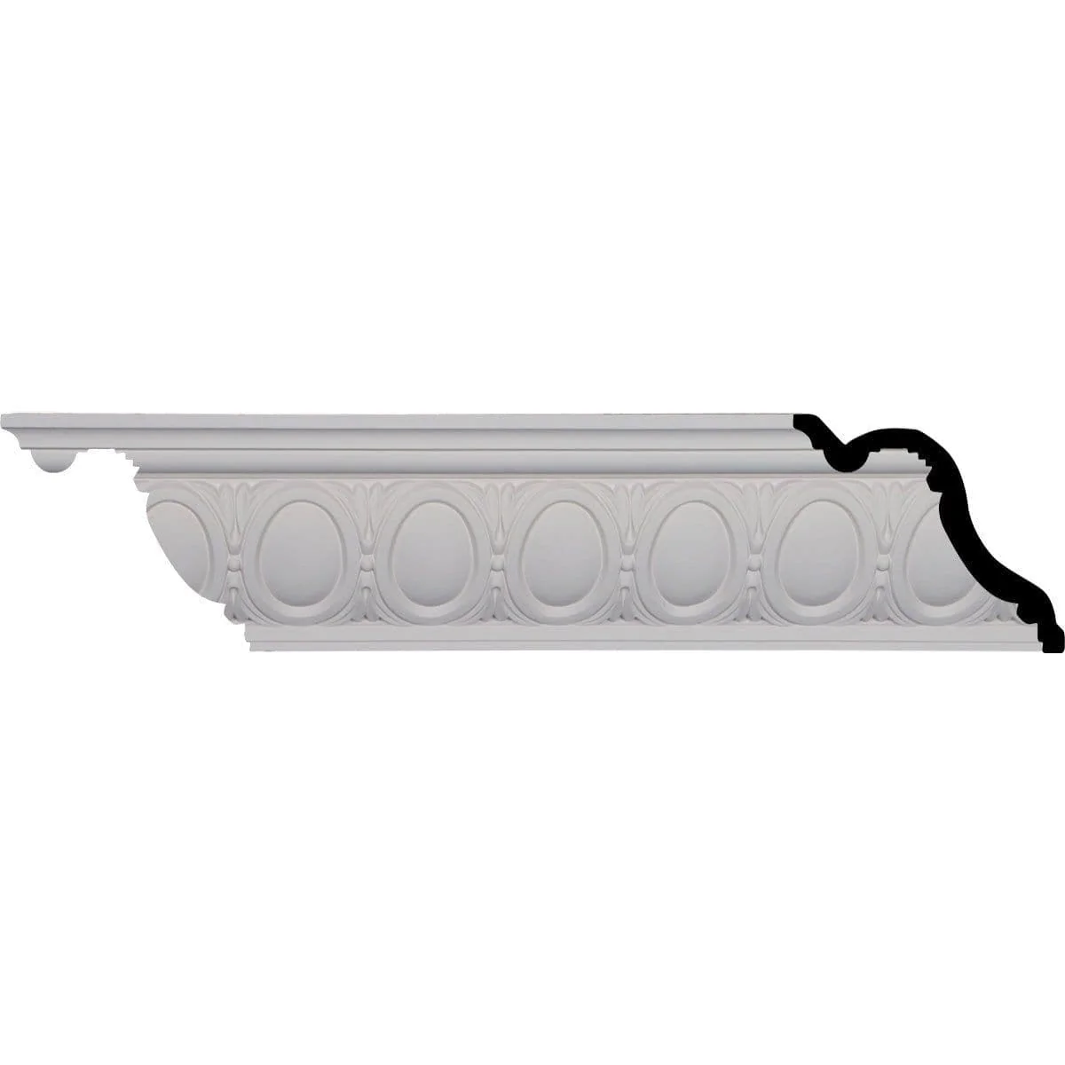Egg and Dart Crown Moulding, 5 1/8"H x 6"P x 7 7/8"F x 94 1/2"L