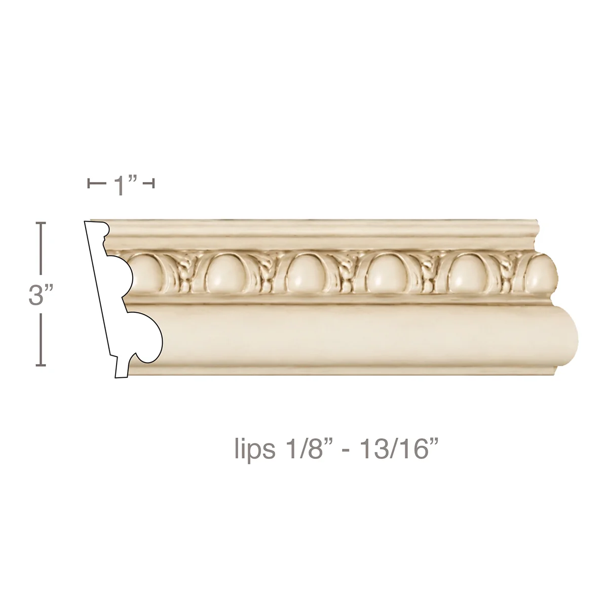 Egg & Dart, 3"w x 1"d, (lips 1/8" to 13/16)