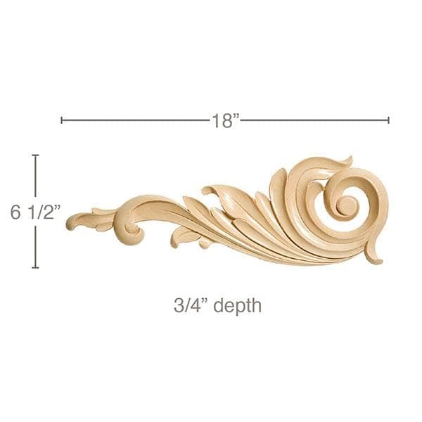 Extra Large Scroll, 18"w x 6 1/2"h x 3/4"d, L and R pair per