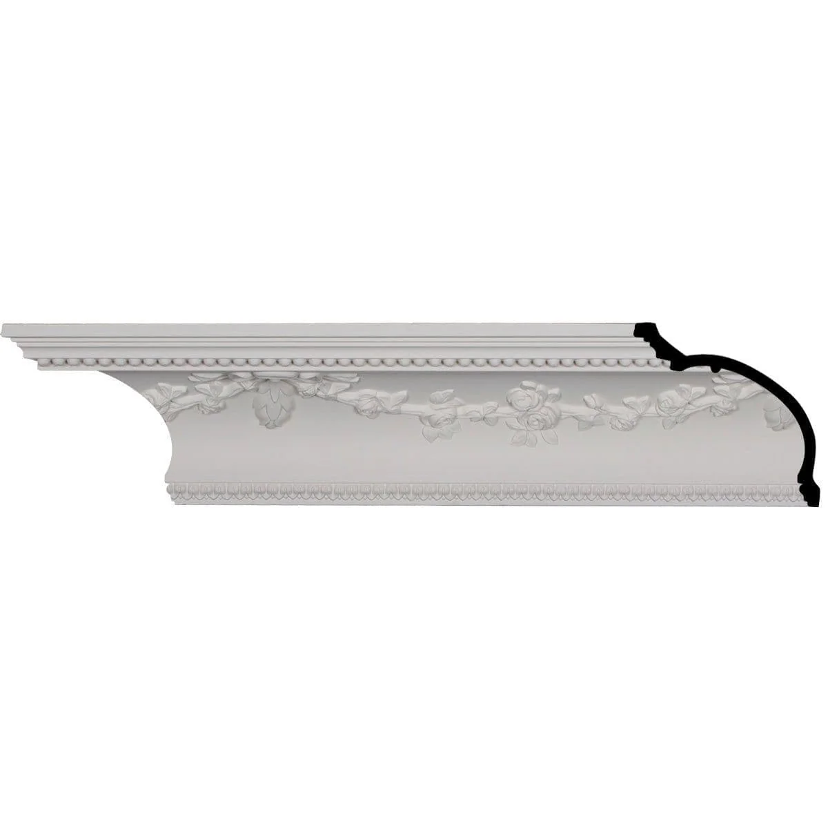 Floral Swag Crown Moulding, 6 3/4"H x 6 7/8"P x 9 5/8"F x 94 1/2"L