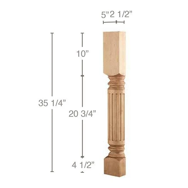 Fluted Classic Column Half, 1 Pair, 5"w x 35 1/4"h x 2 1/2"d