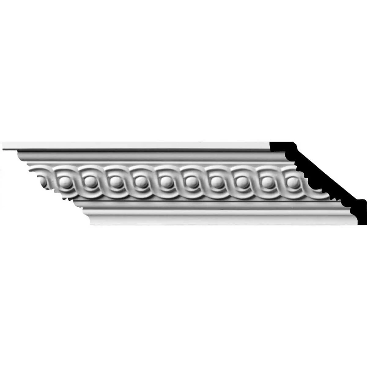 Foster Running Coin Crown Moulding, 2 1/4"H x 2 1/2"P x 3 5/8"F x 94 1/2"L, (1 5/8" Repeat)