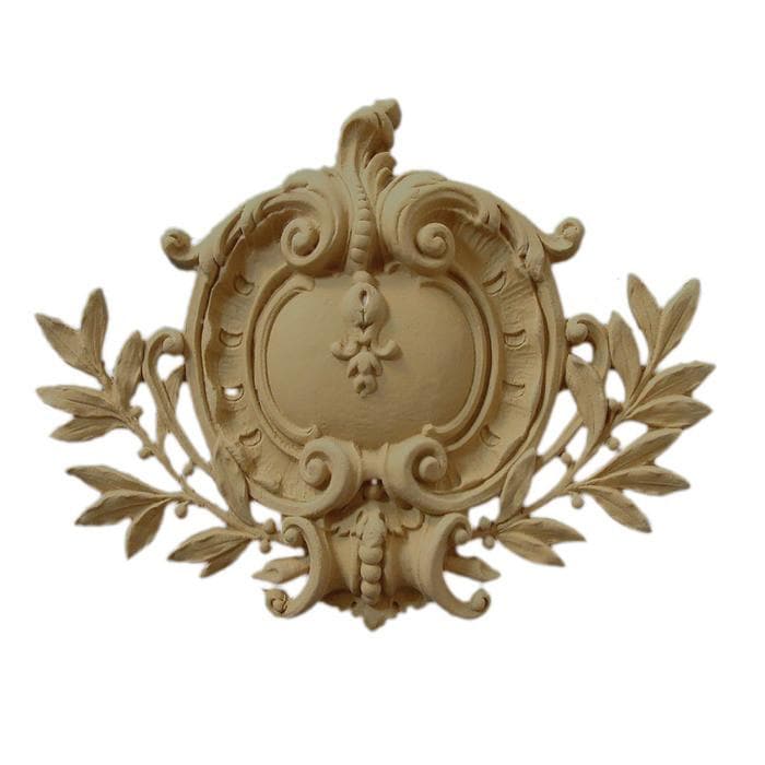 French Renaissance Shield Onlay, 13"w x 9 1/2"h x 1"d, Made To Order, Minimum Order Amount $300