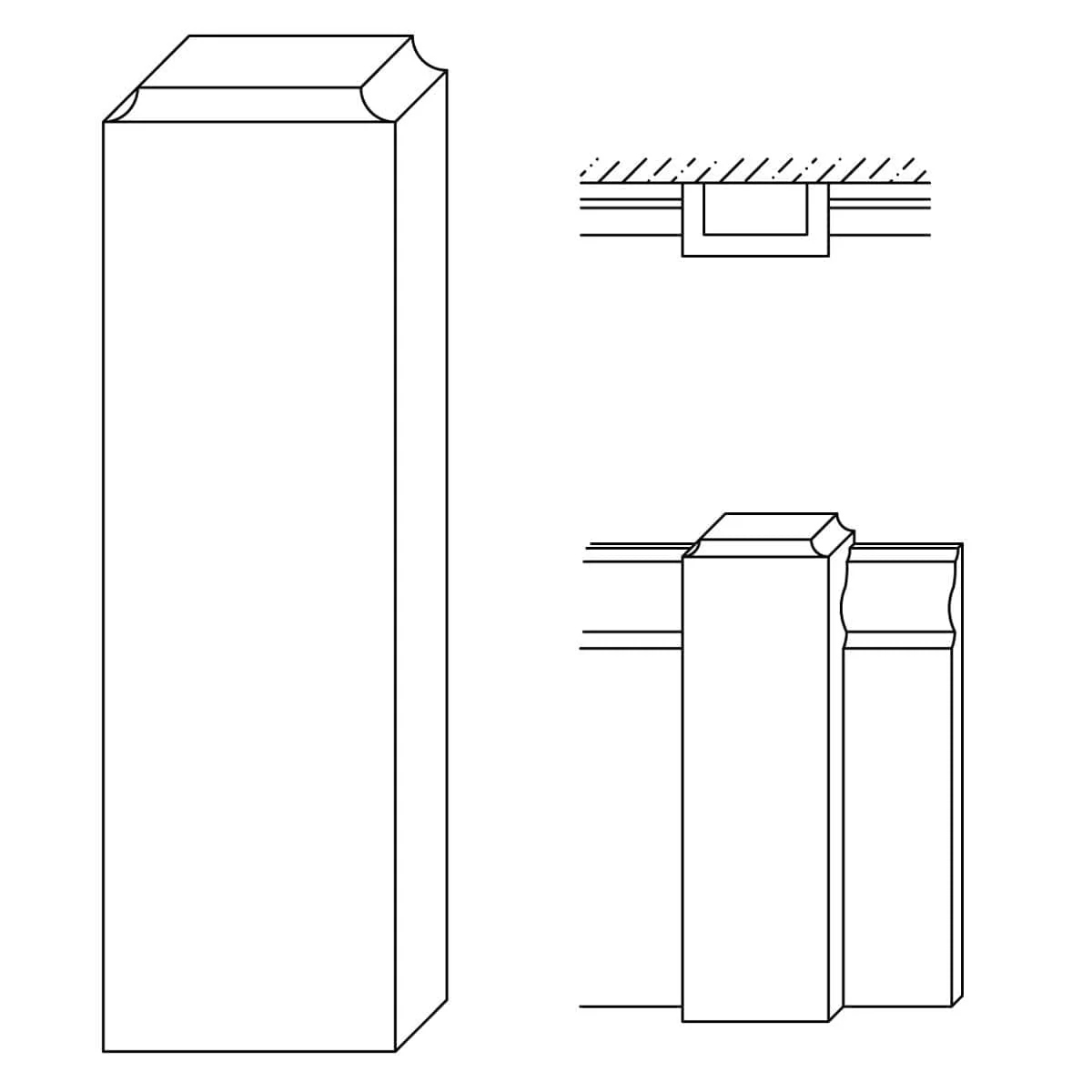Large Base Block (Mid Room), 2 1/8"w 1 1/16"d x 7"h
