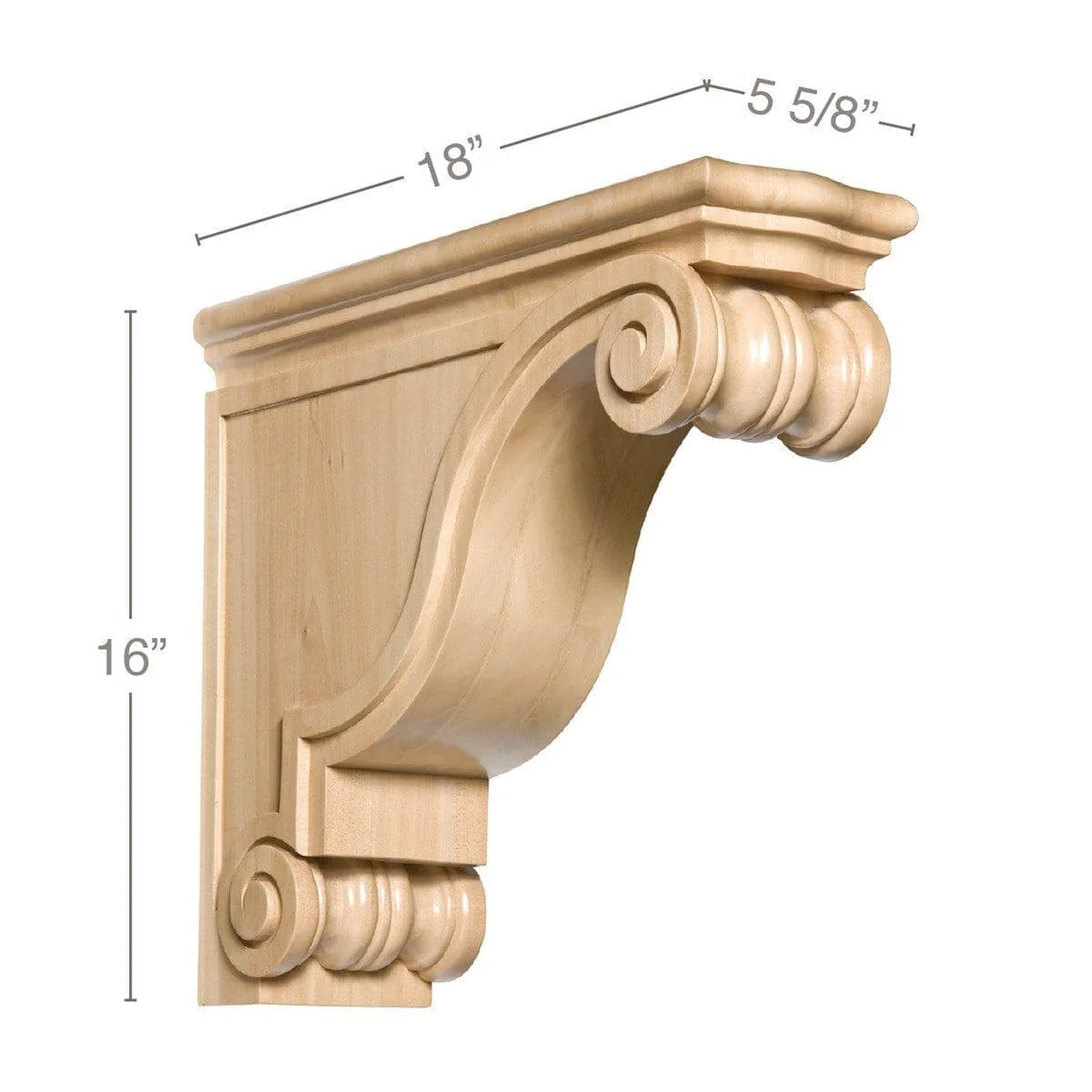 Large Classic Rangehood Corbel, 5 5/8"w x 16"h x 18"d