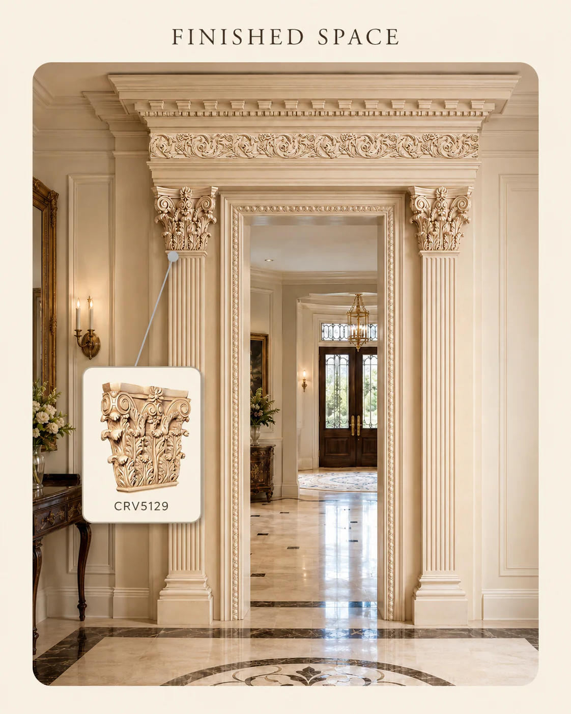 Large Corinthian Capital, 14 1/4"w x 12"h x 2 3/4"d, (accepts up to 8"w x 1 3/4"d) - Image 2