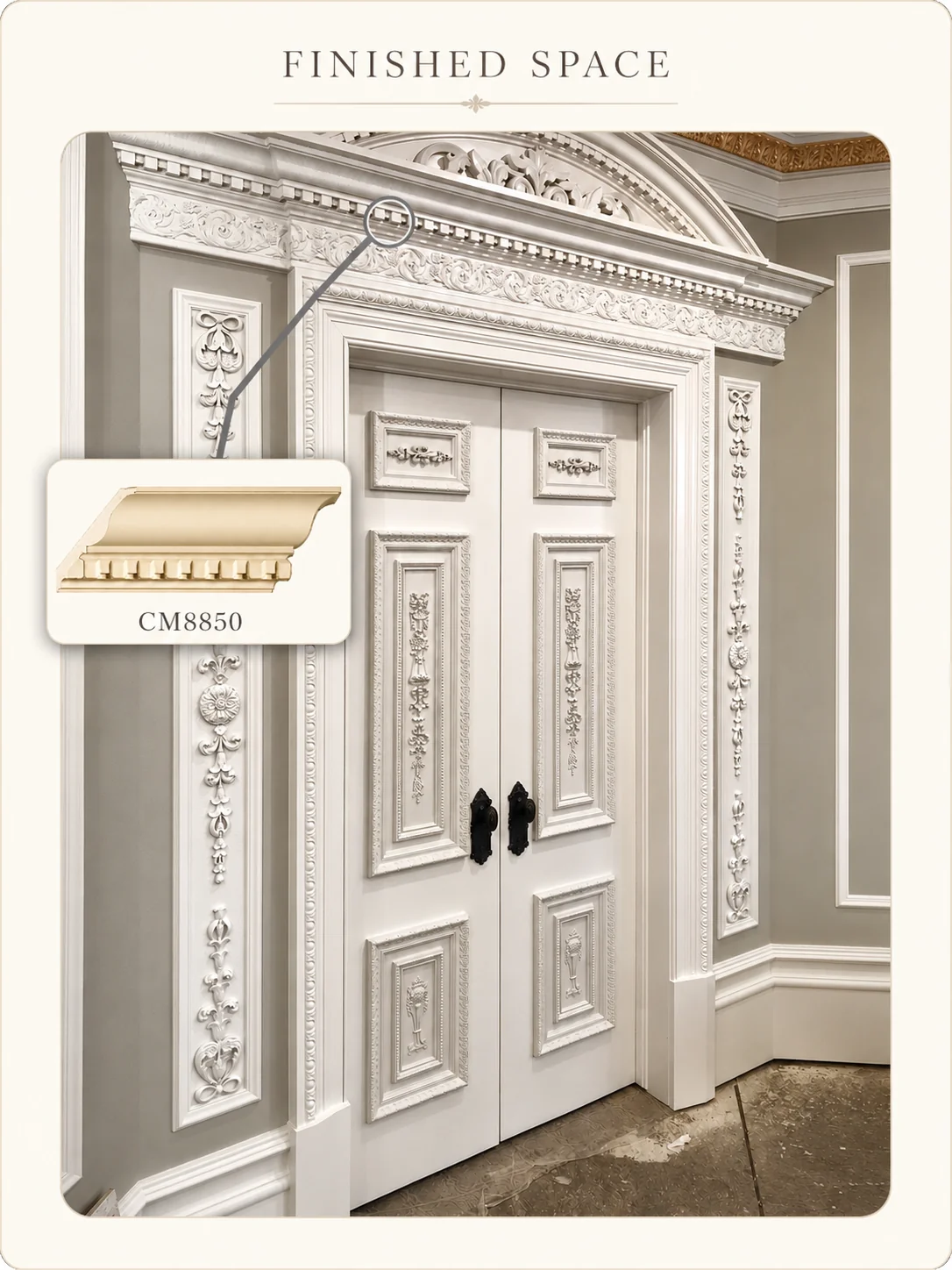 Large Dentil Crown (Dentil is overlay), 5 1/2''w x 13/16''d - Image 2