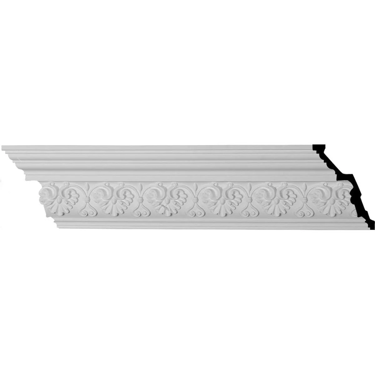 Large Elegant Hampshire Crown Moulding, 6"H x 4 1/8"P x 7 1/4"F x 94 1/2"L