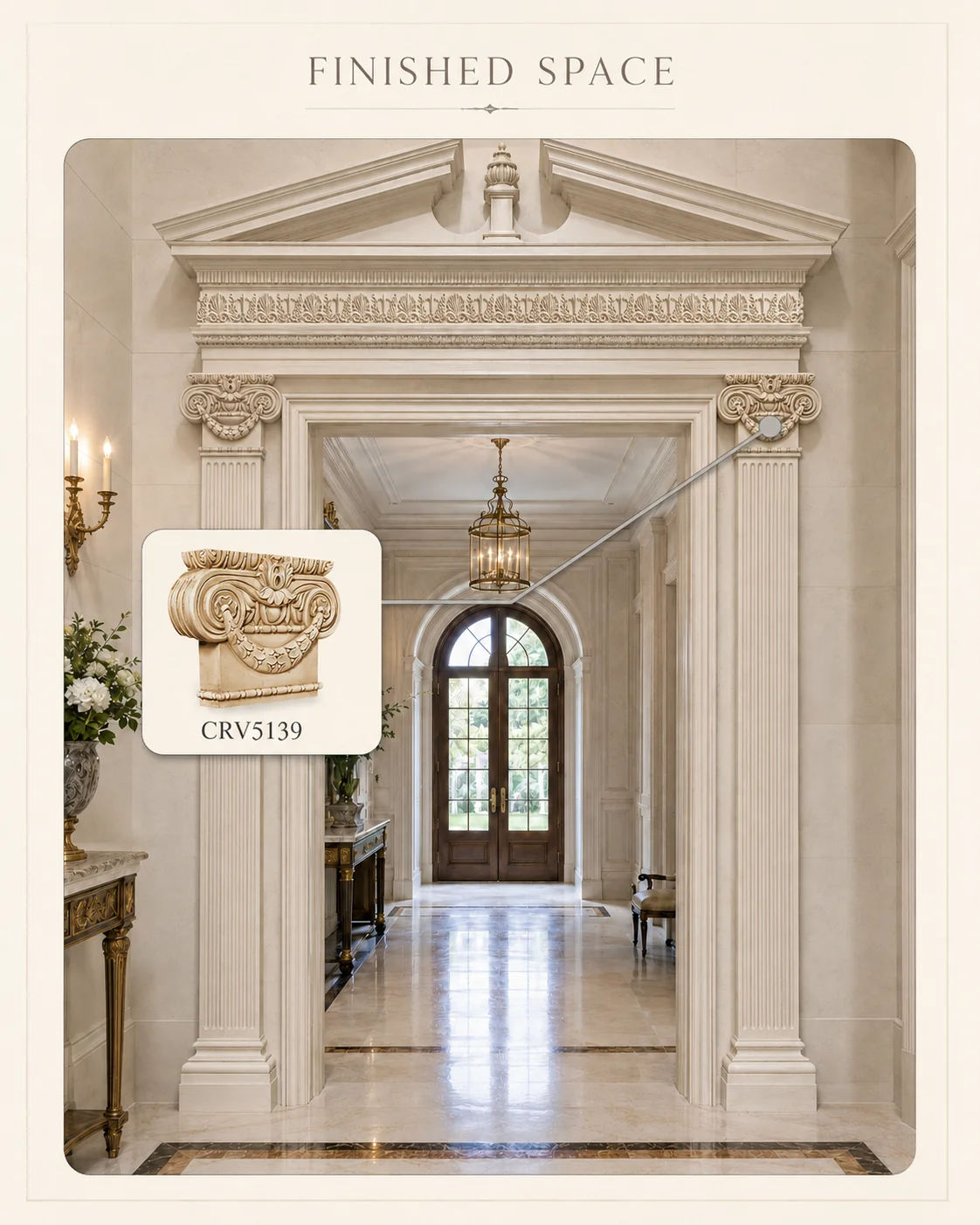 Large Ionic Capital, 13''w x 9''h x 2 3/4''d, (accepts up to 1 3/4"w x 8"d), - Image 2