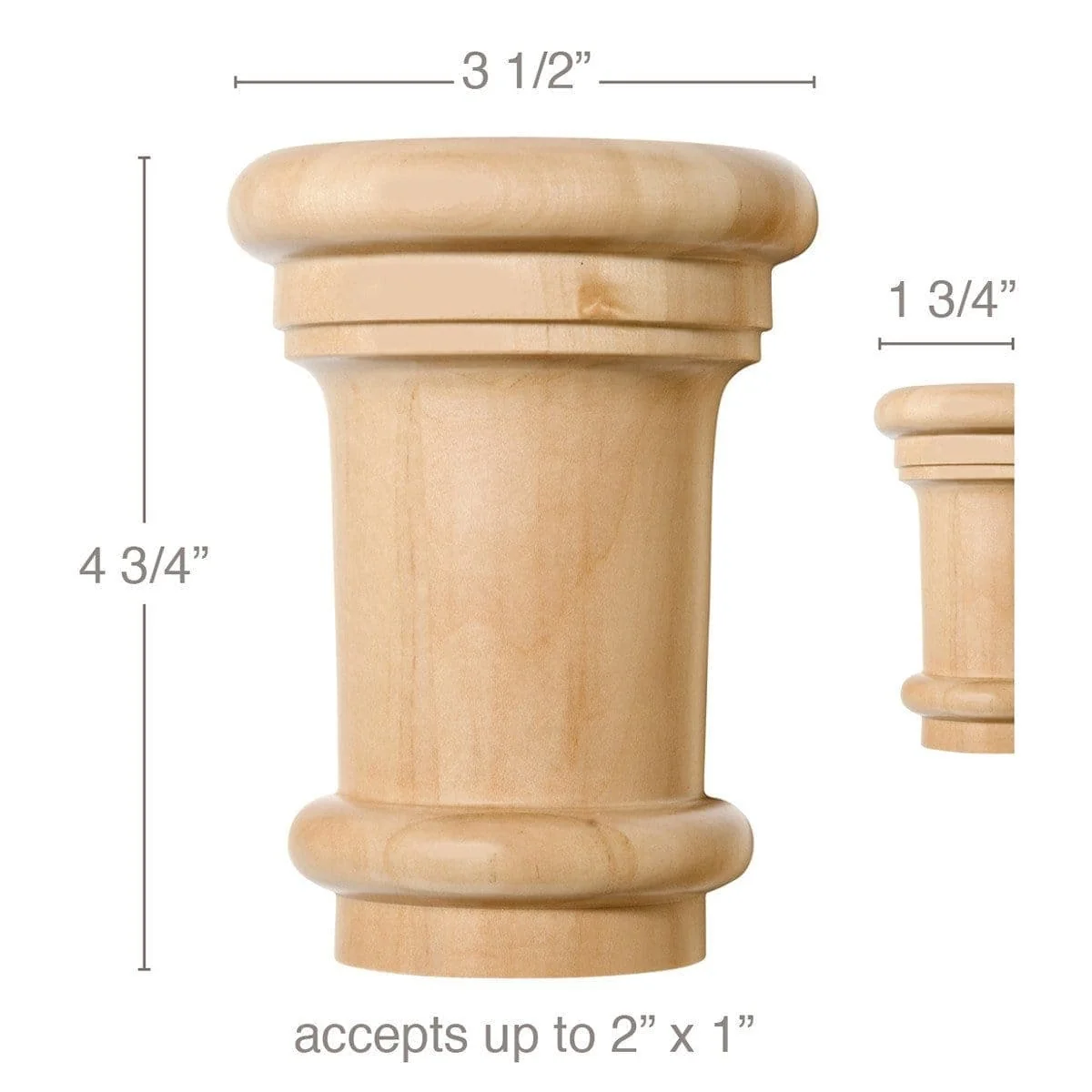 Large Traditional Capital, 3 1/2''w x 4 3/4''h x 1 3/4''d, (accepts up to 2"w x 1"d), Sold 2 per package
